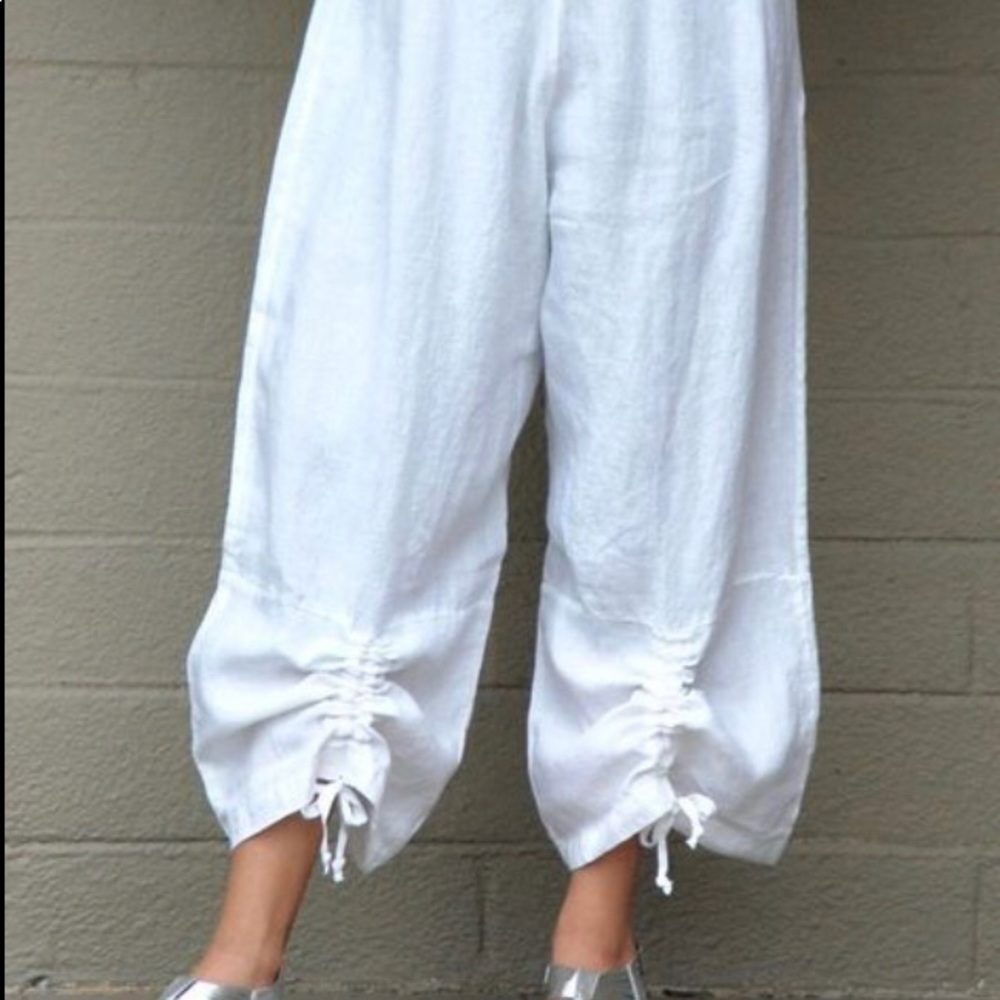 Bryn Walker White Linen Ruched Pant M